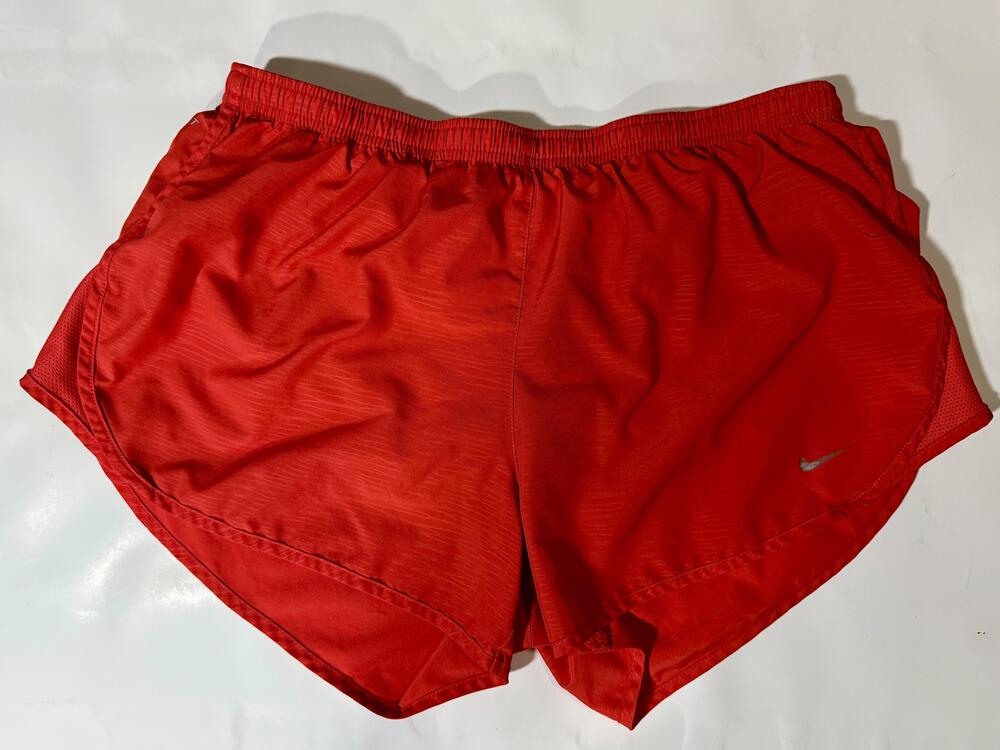 Nike Shorts Women Large Red Dri Fit Running Split Liner Zip Pocket Athletic